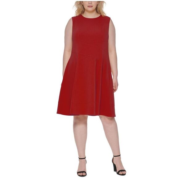 Tommy Hilfiger Womens Seam Fit & Flare Dress, Red, NWT - Picture 1 of 1